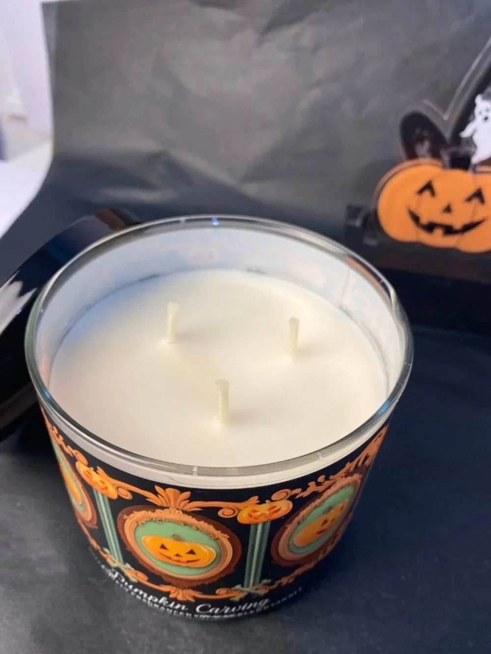 Halloween “Pumpkin Carving” Bath & Body Works New 3 Wick Candle